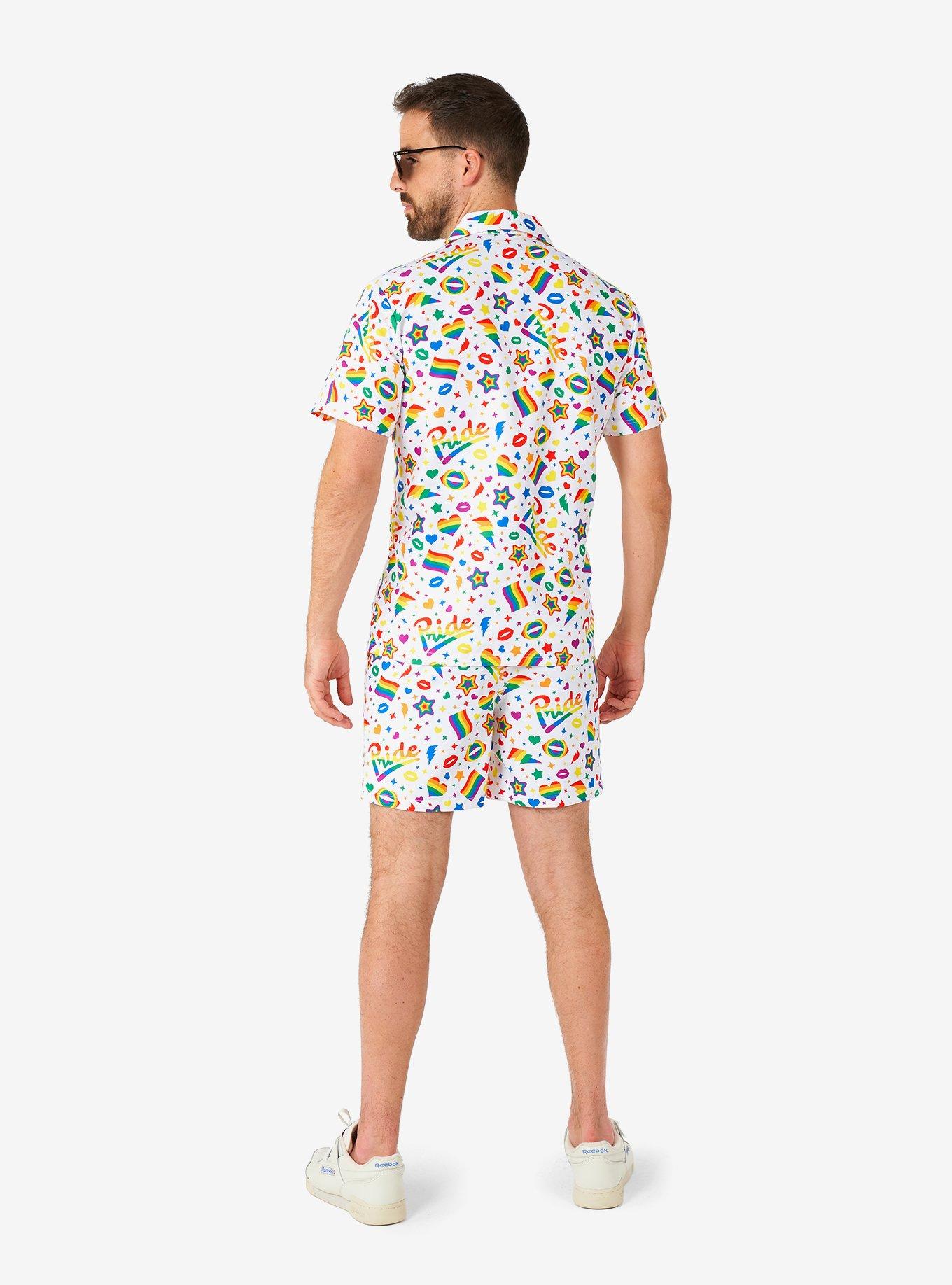 Pride Icons White Button-Up Shirt and Short, MULTI, alternate