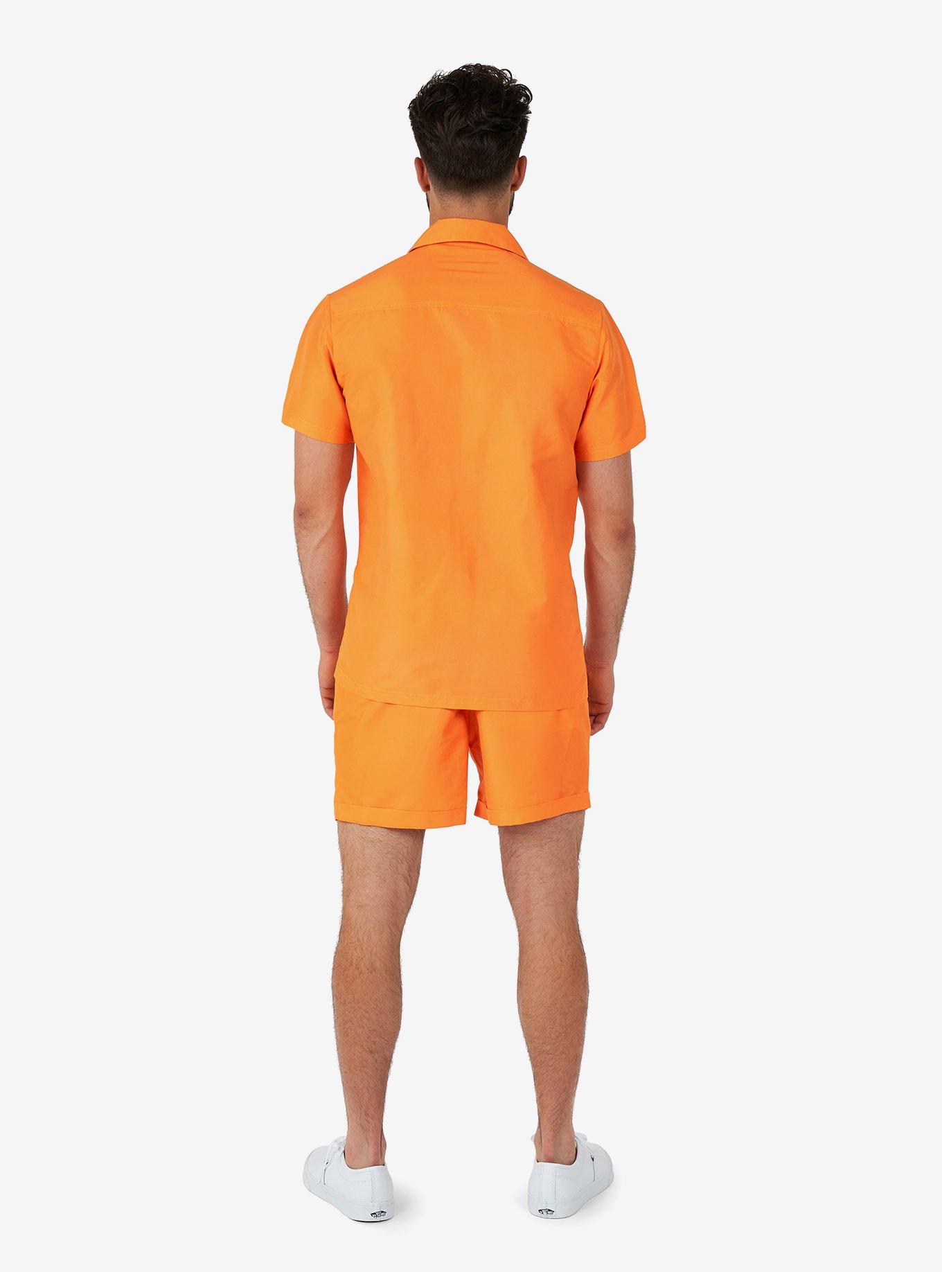 The Orange Summer Button-Up Shirt and Short, ORANGE, alternate