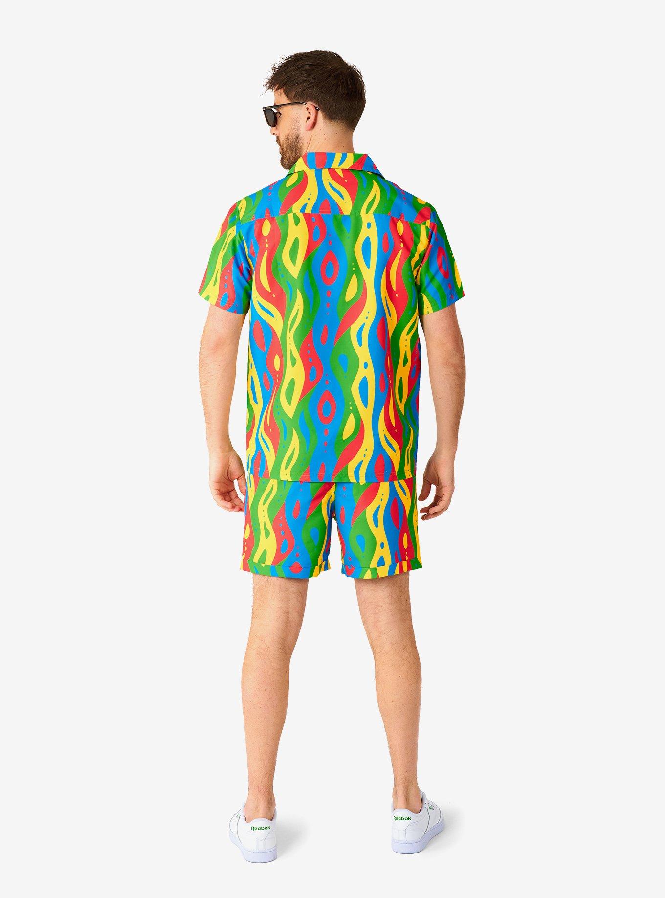 Loopy Lines Summer Button-Up Shirt and Short, MULTI, alternate