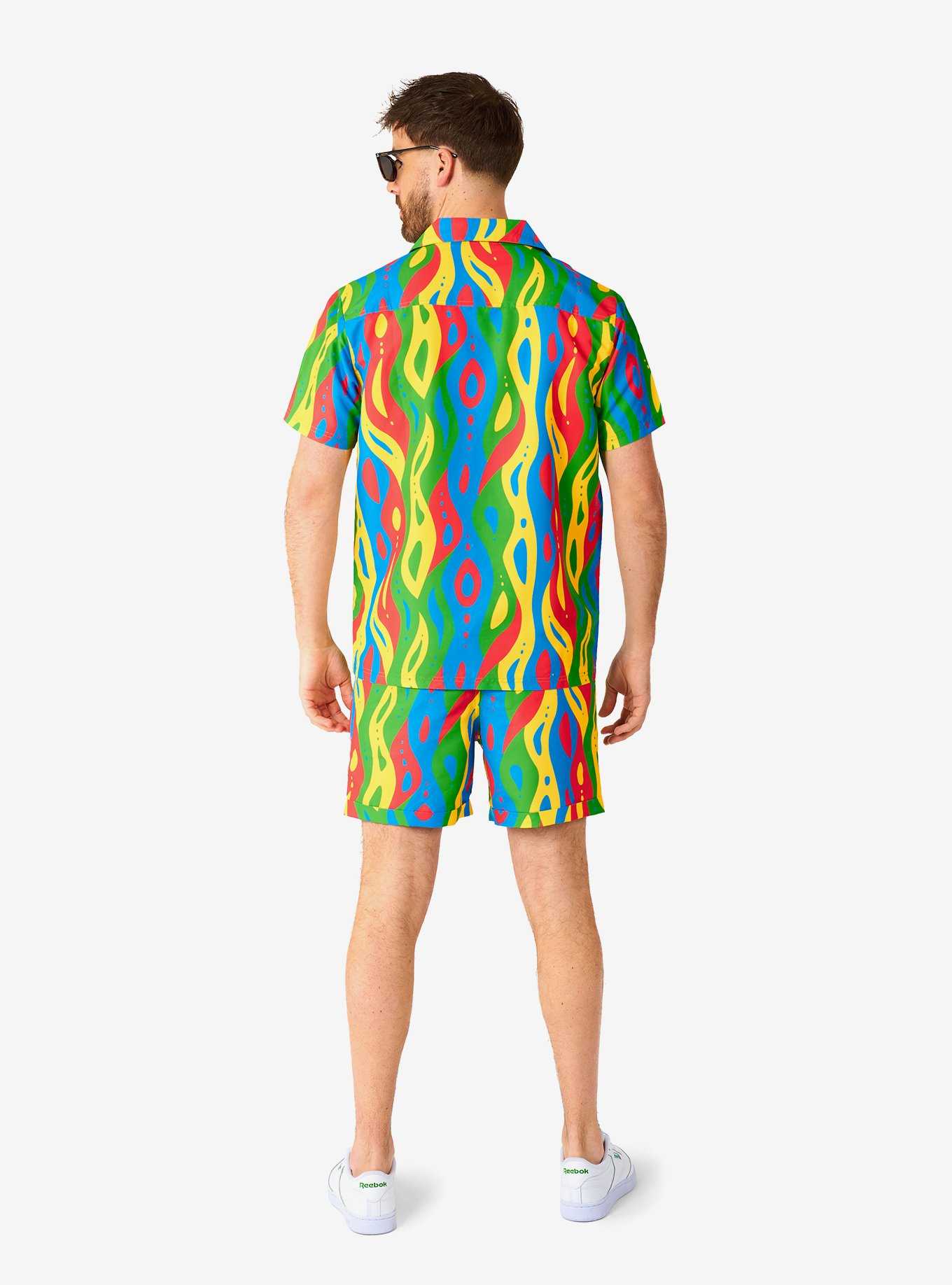 Loopy Lines Summer Button-Up Shirt and Short, , hi-res