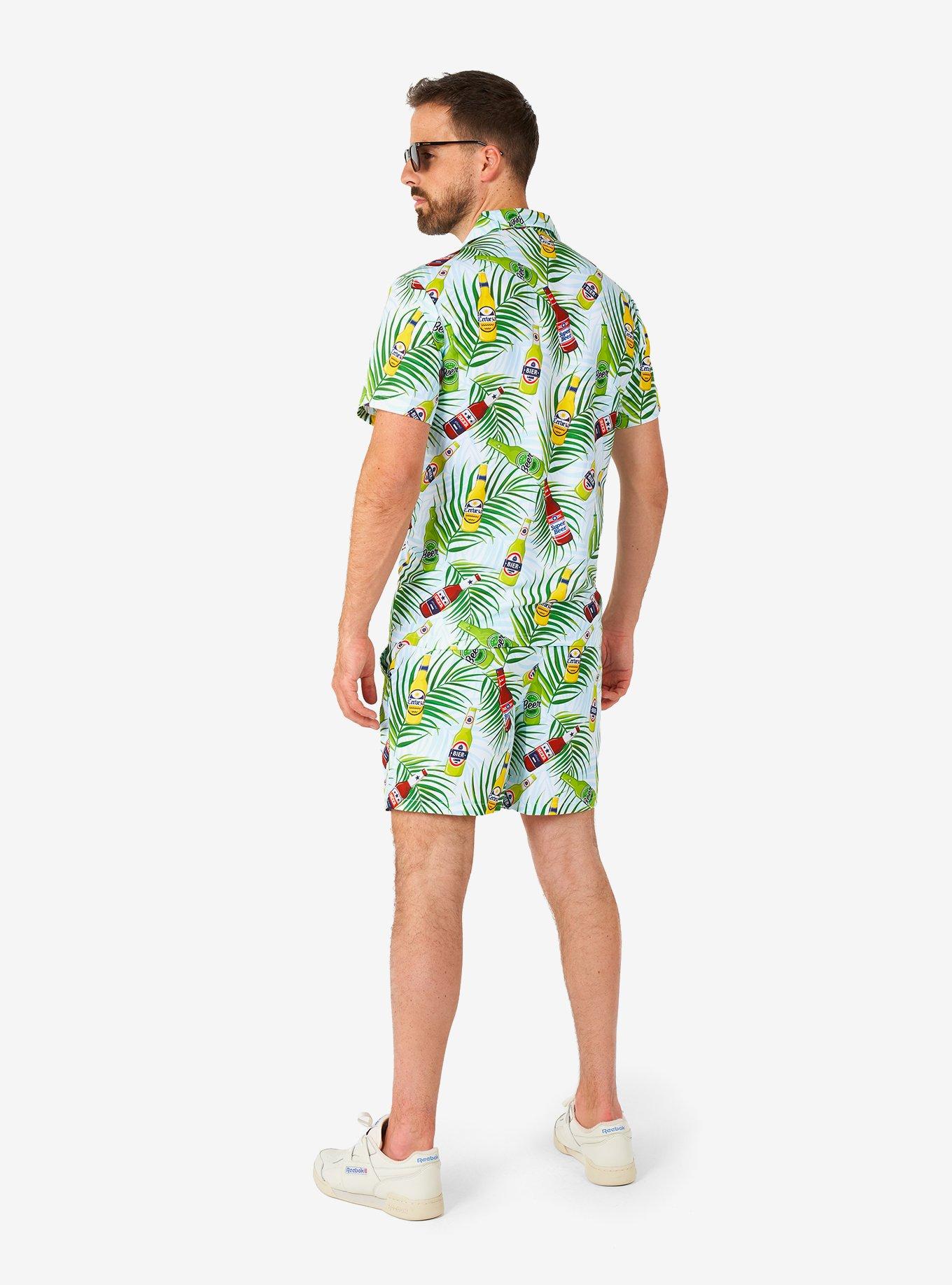 Tropical Beers Blue Button-Up Shirt and Short, MULTI, alternate