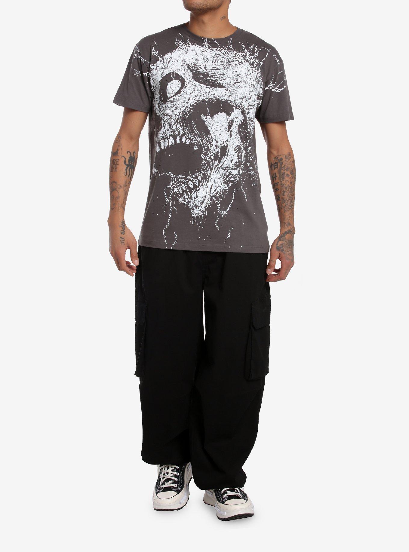 Screaming Skull Jumbo Graphic T-Shirt, GREY, alternate