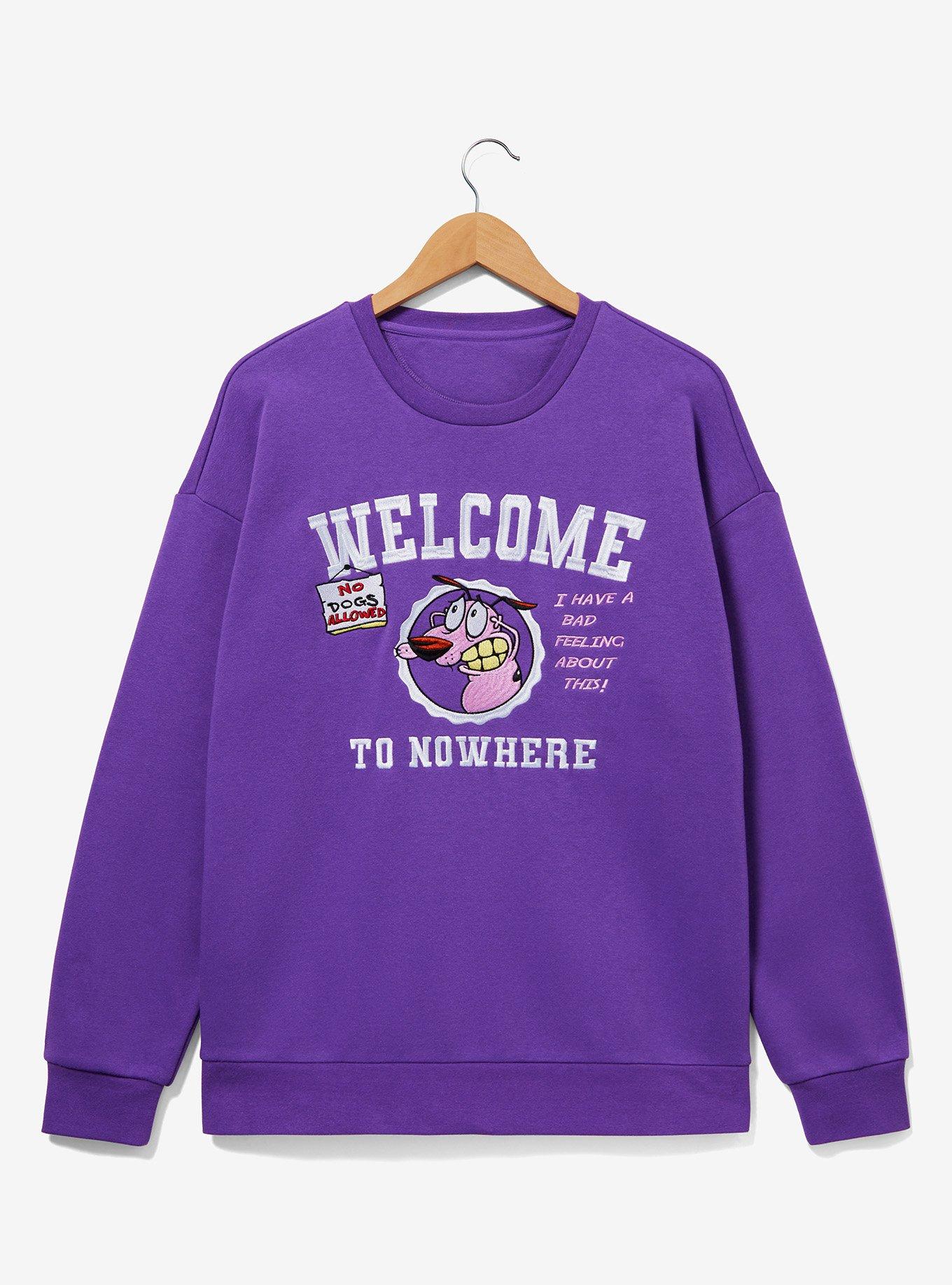 Courage the Cowardly Dog Welcome to Nowhere Crewneck - BoxLunch Exclusive, PURPLE, alternate