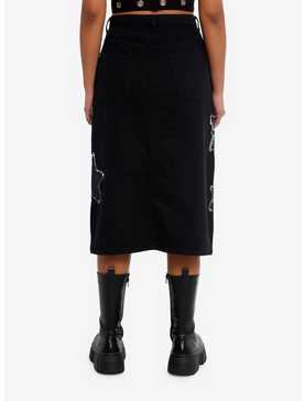 Daisy Street Star Patch Black Denim Midi Skirt, , hi-res