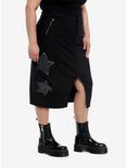 Daisy Street Star Patch Black Denim Midi Skirt Plus Size, GREY, alternate