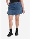 Social Collision Zip-Off Denim Cargo Maxi Skirt Plus Size, INDIGO, alternate