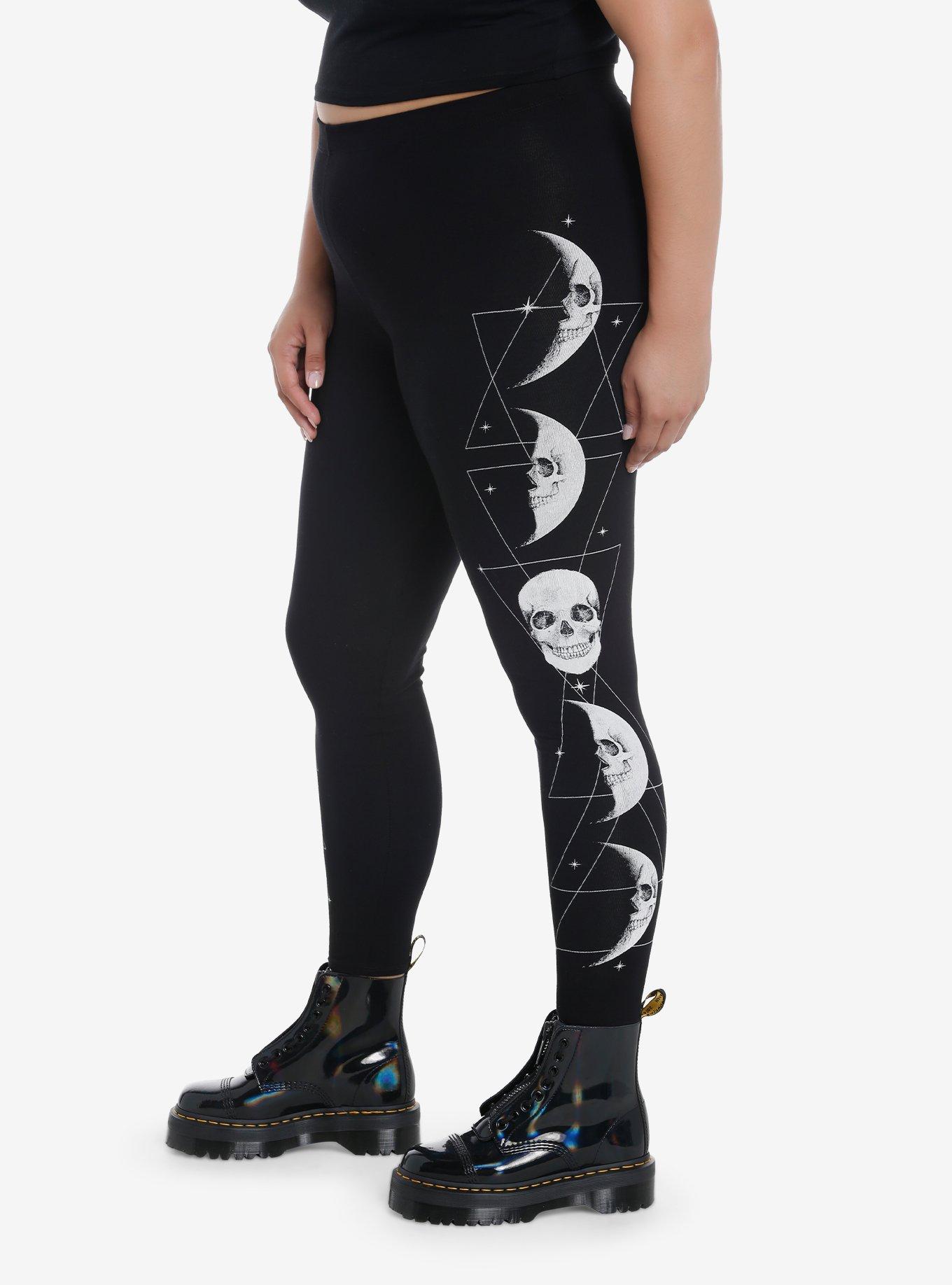 Skull Moon Phase Leggings Plus Size, , alternate