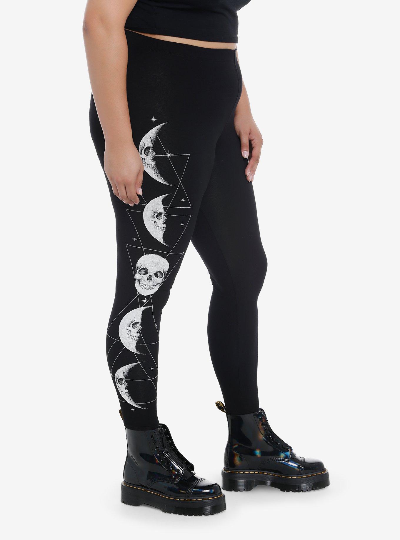 Social Collision Skull Moon Phase Leggings Plus Size, , alternate