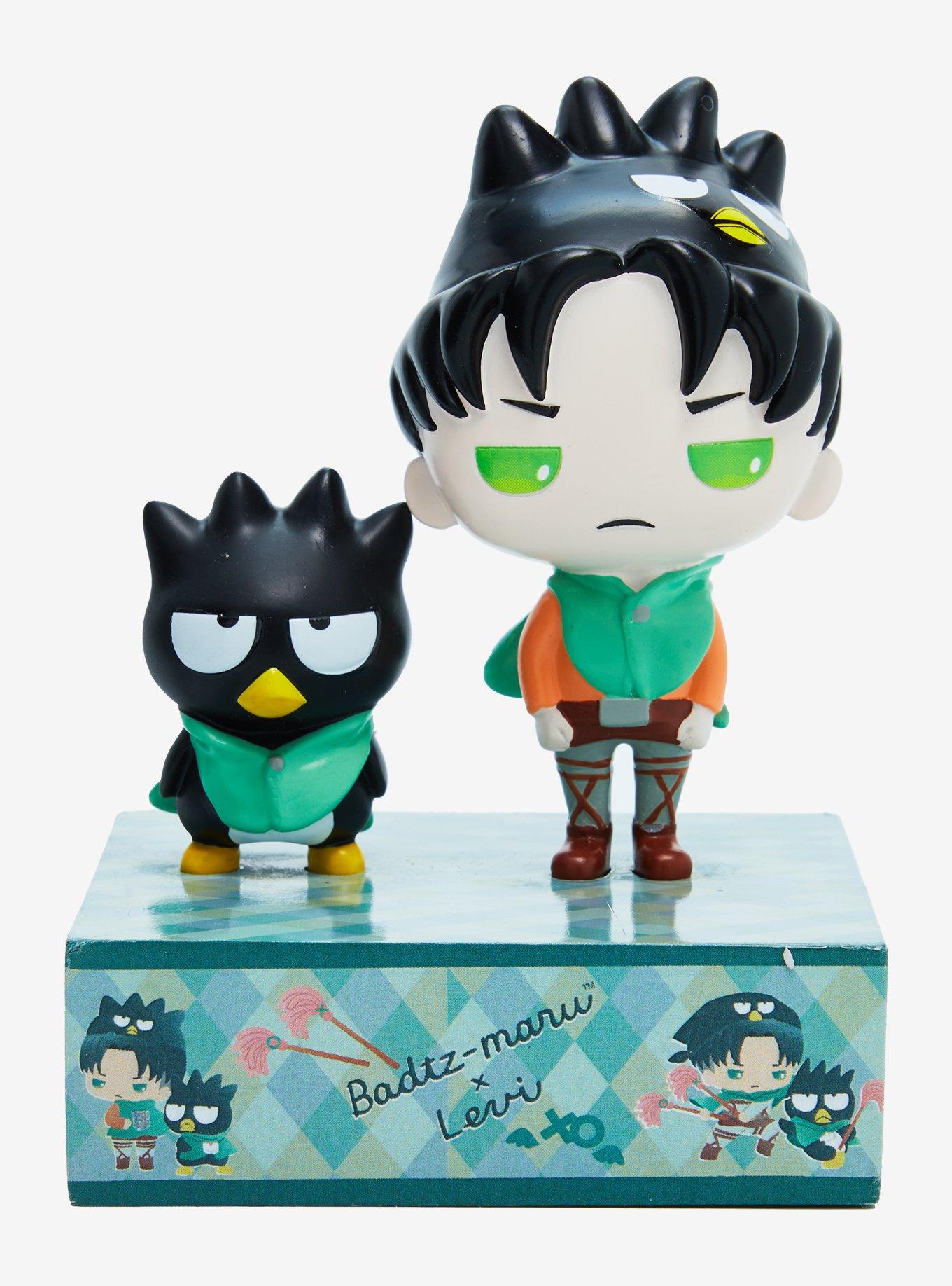 Sanrio Hello Kitty and Friends x Attack on Titan Badtz-Maru & Levi Paperweight Figure