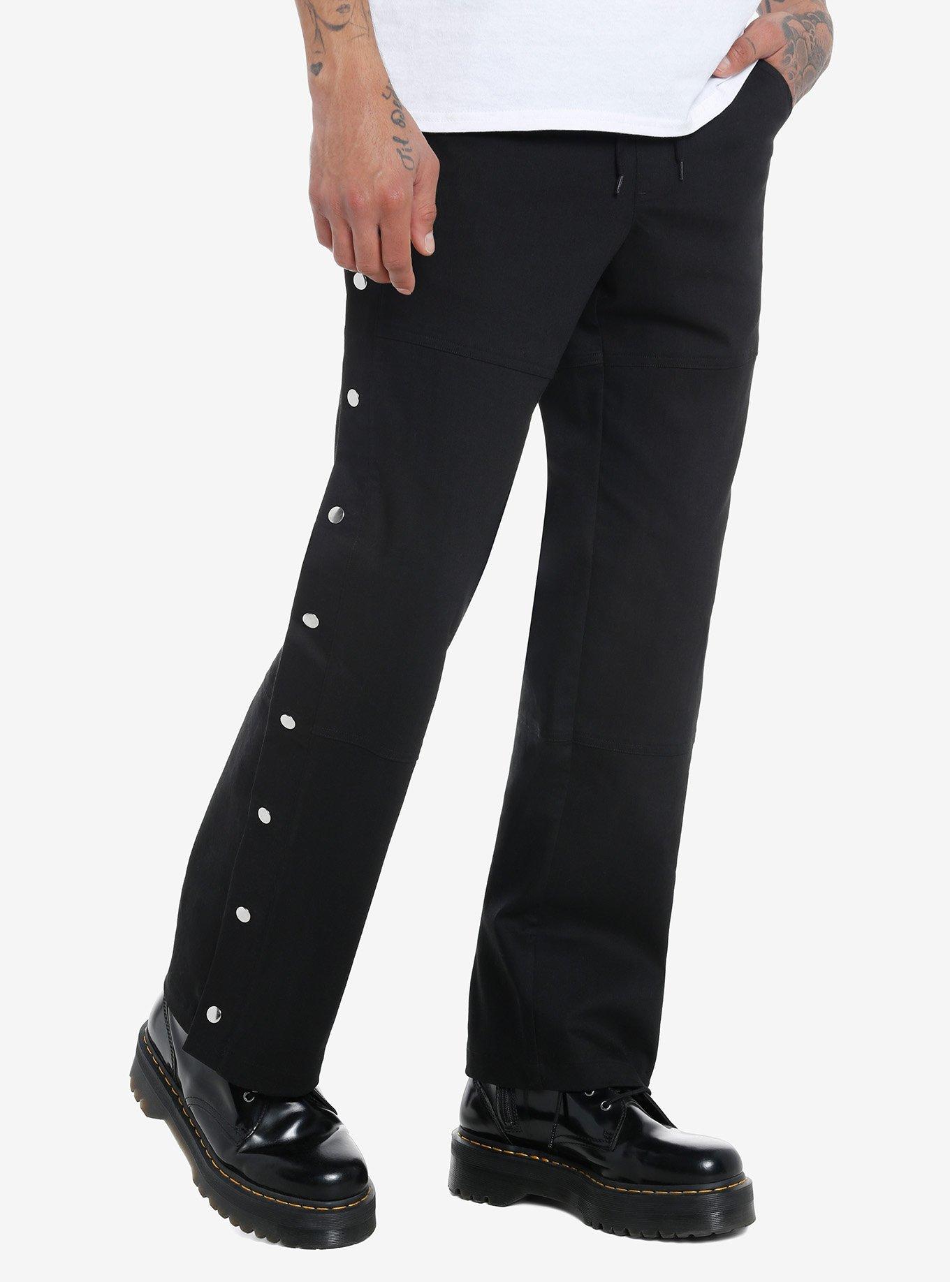 Black Snap-Button Sweatpants, BLACK, alternate