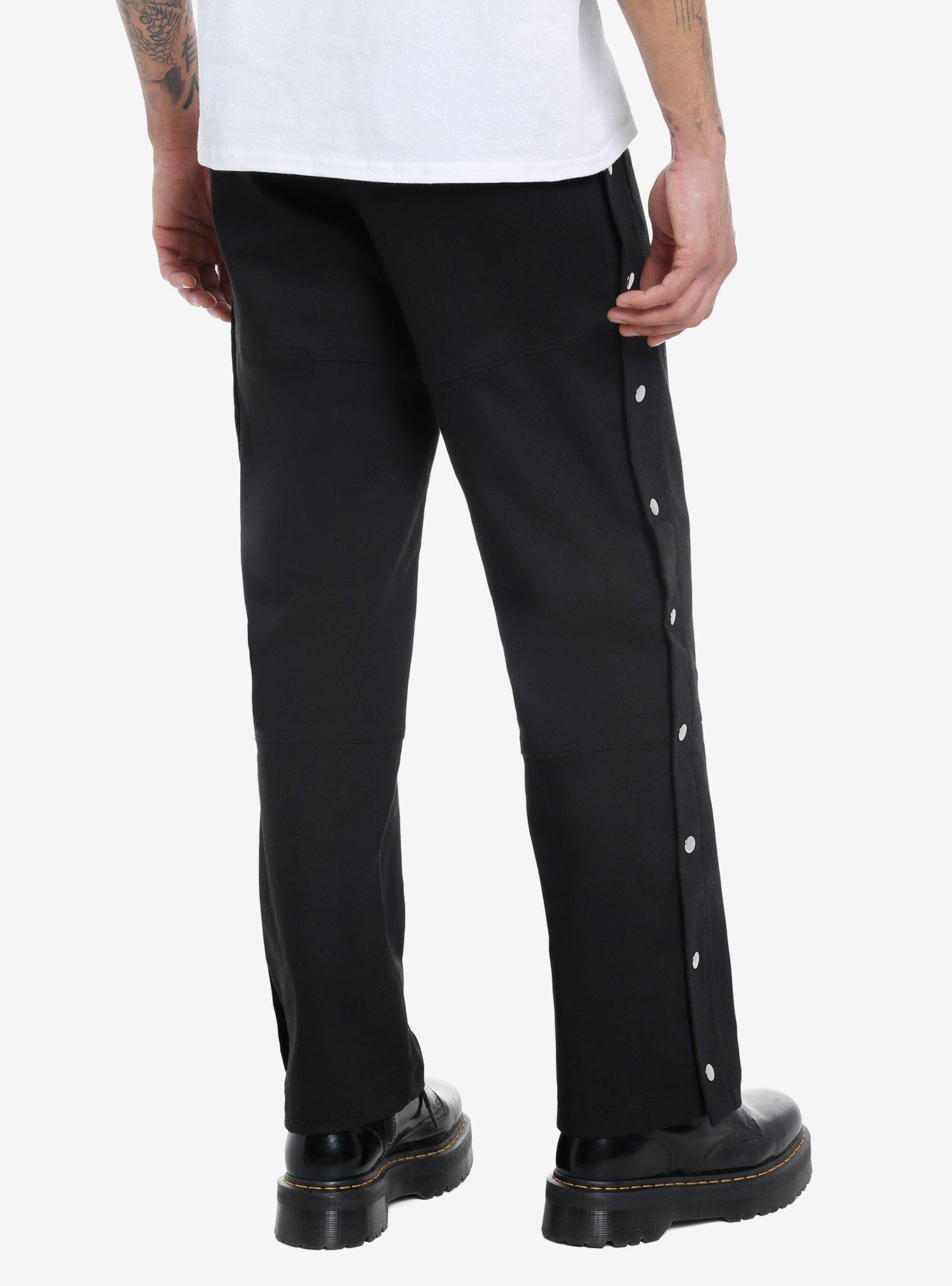 Black Snap-Button Sweatpants, BLACK, alternate