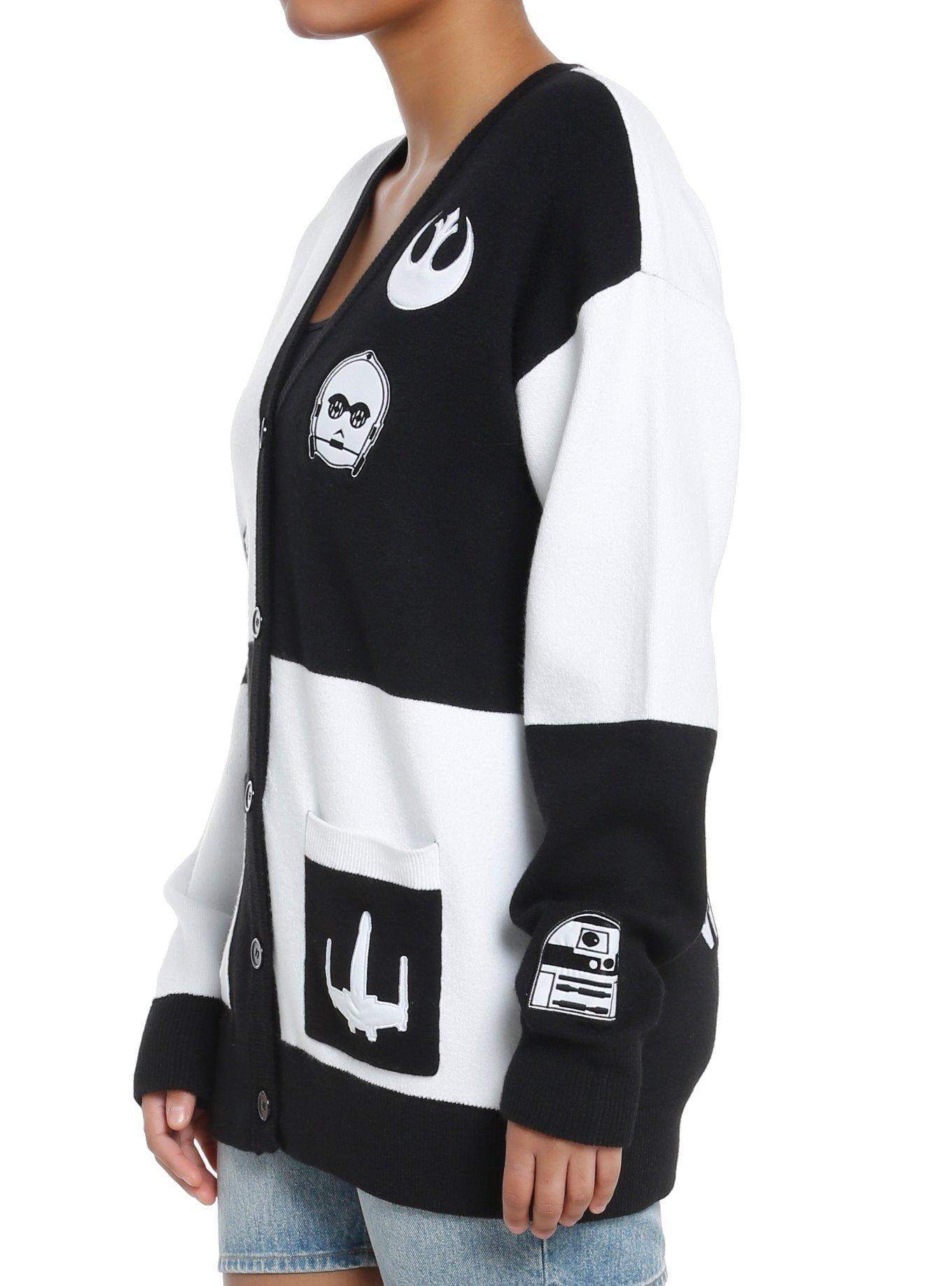 Her Universe Star Wars Rebel & Empire Icons Patchwork Cardigan Her Universe Exclusive, BLACK  WHITE, alternate