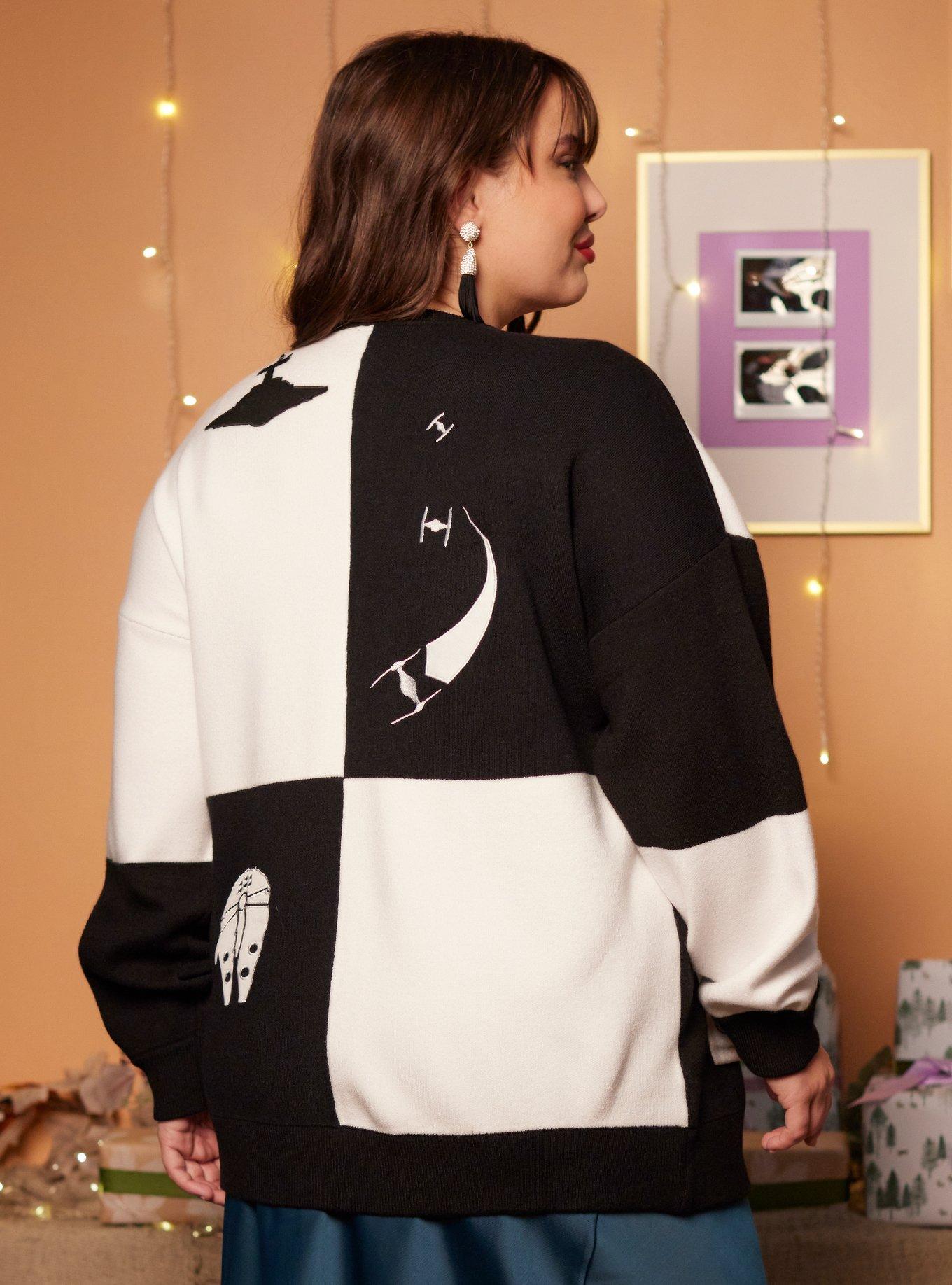 Her Universe Star Wars Rebel & Empire Icons Patchwork Cardigan Plus Size Her Universe Exclusive, BLACK  WHITE, alternate