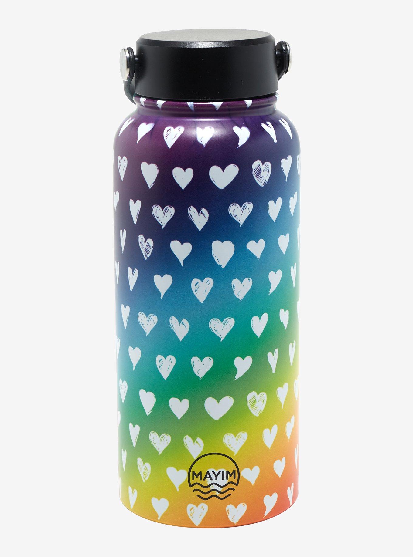 Rainbow Hearts Steel Double Wall Insulated Water Bottle, , alternate