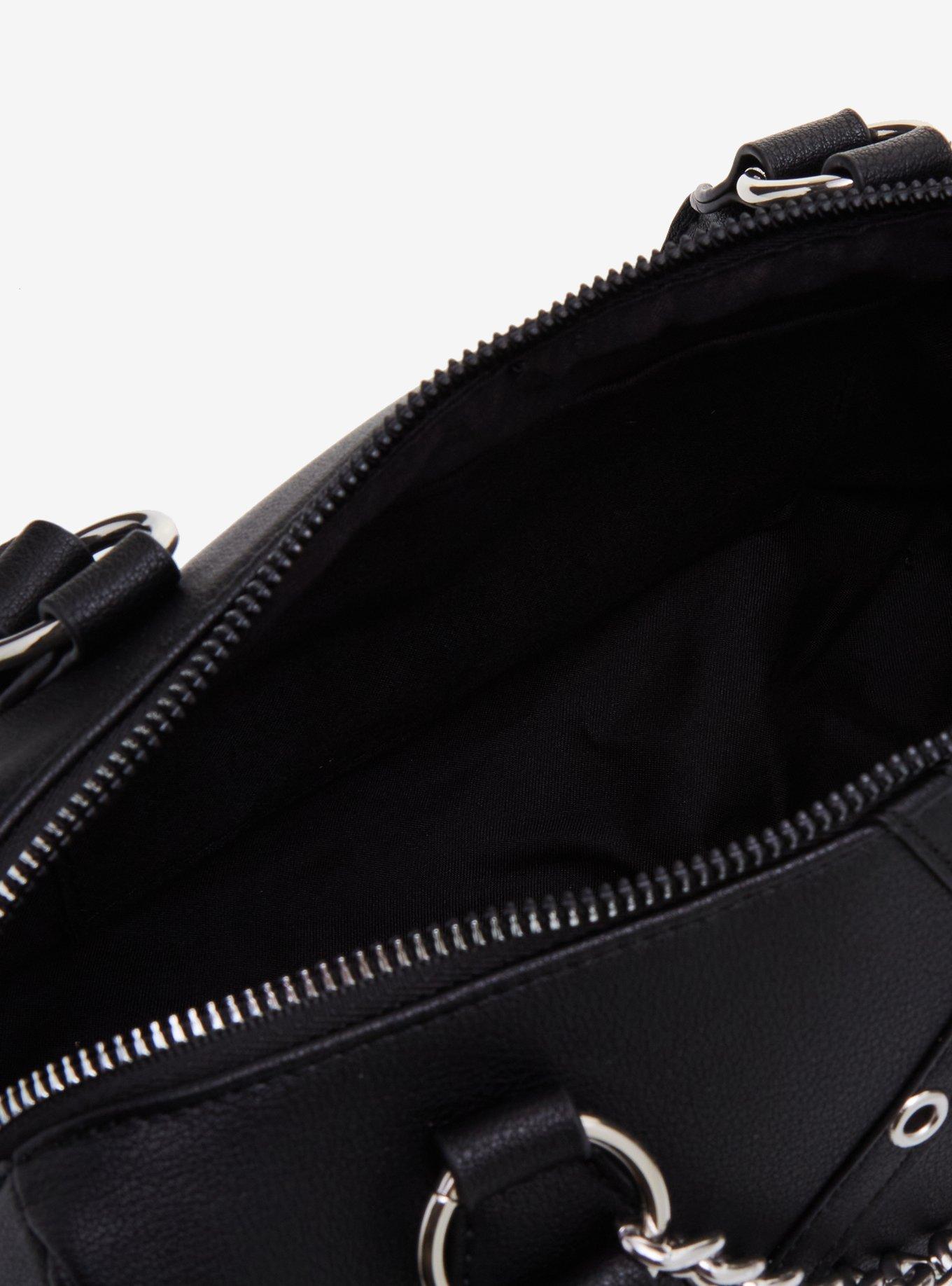 Studded Harness Cylinder Satchel Bag, , alternate