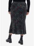 Thorn & Fable Butterfly Velvet Mermaid Midi Skirt Plus Size, ORANGE, alternate