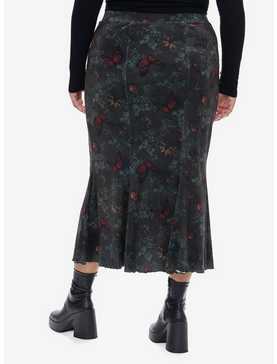 Thorn & Fable Butterfly Velvet Mermaid Midi Skirt Plus Size, , hi-res