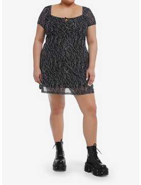 Black & White Lightning Mini Dress Plus Size, , hi-res