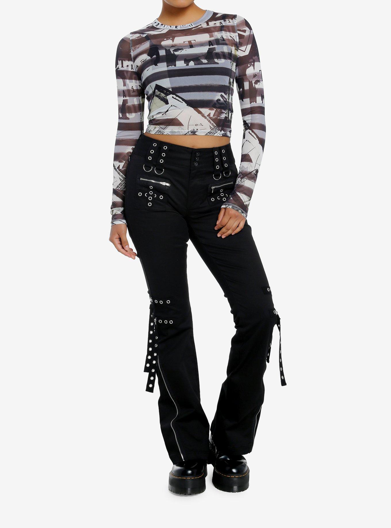 Social Collision Stripe Punk Graphics Girls Long-Sleeve Top, , hi-res