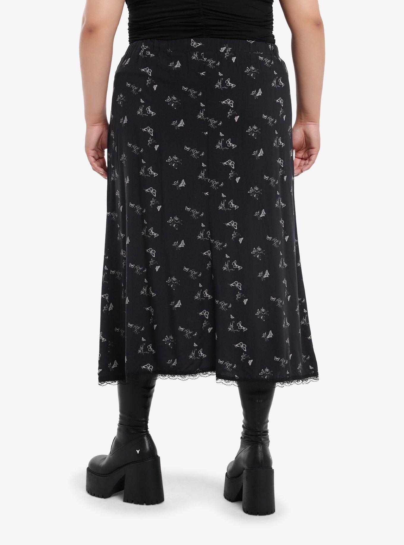Daisy Street Cherub & Butterfly Slit Midi Skirt Plus Size, , hi-res