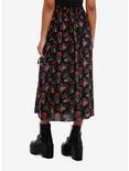 Daisy Street Floral Butterfly Lace-Up Slit Midi Skirt, RED, alternate