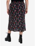 Daisy Street Floral Butterfly Lace-Up Slit Midi Skirt Plus Size, RED, alternate