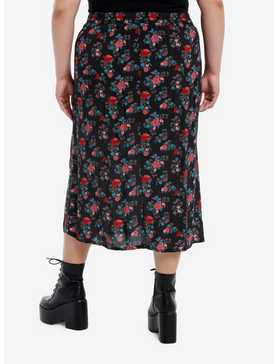 Daisy Street Floral Butterfly Lace-Up Slit Midi Skirt Plus Size, , hi-res