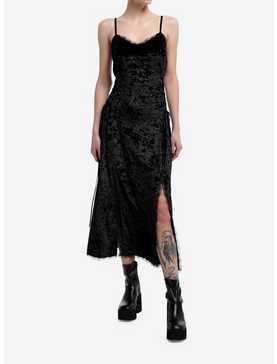 Black Velvet Lace-Up Cami Maxi Dress Plus Size, , hi-res