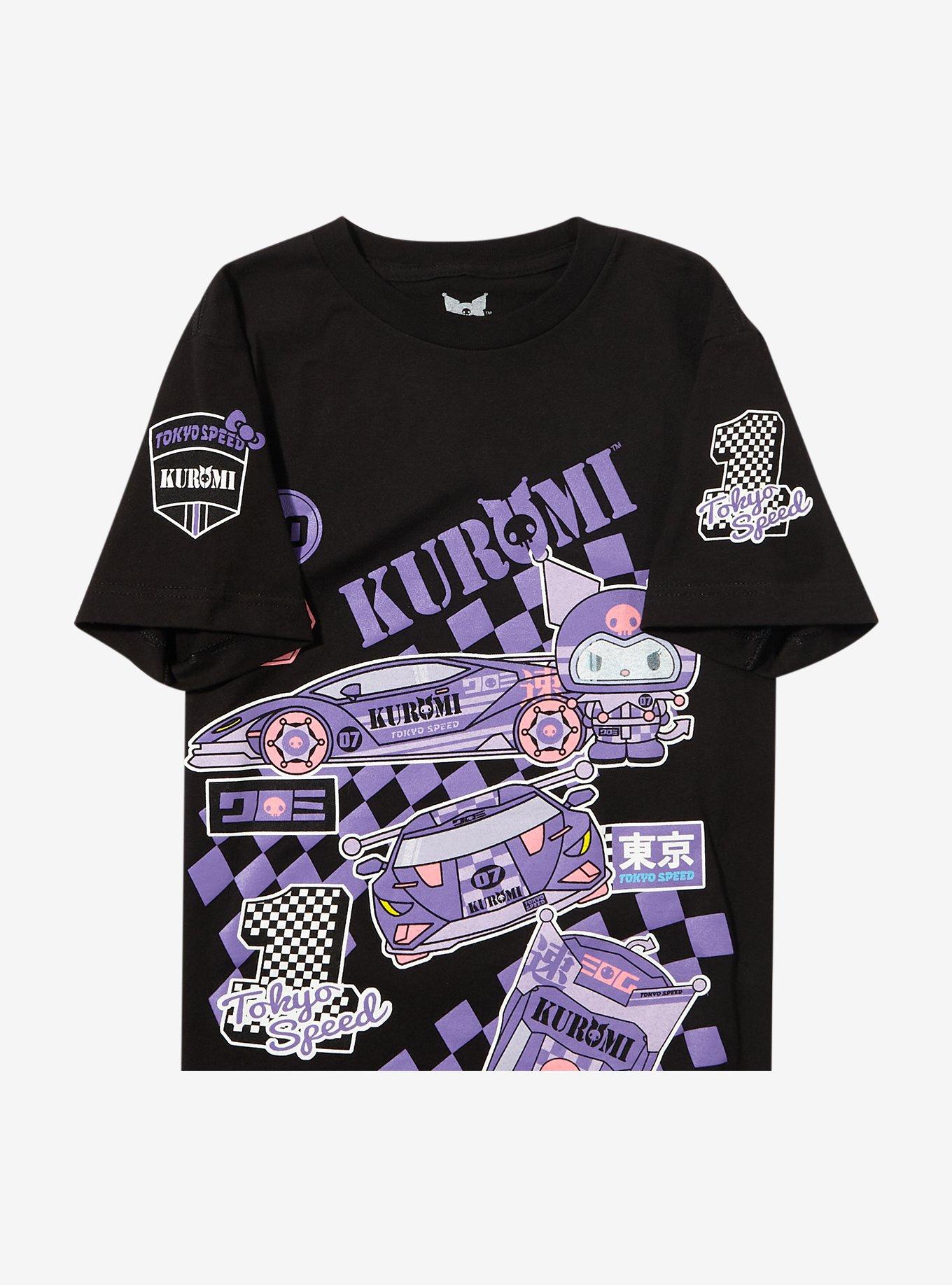 Kuromi Racing Collage Boyfriend Fit Girls T-Shirt, MULTI, alternate