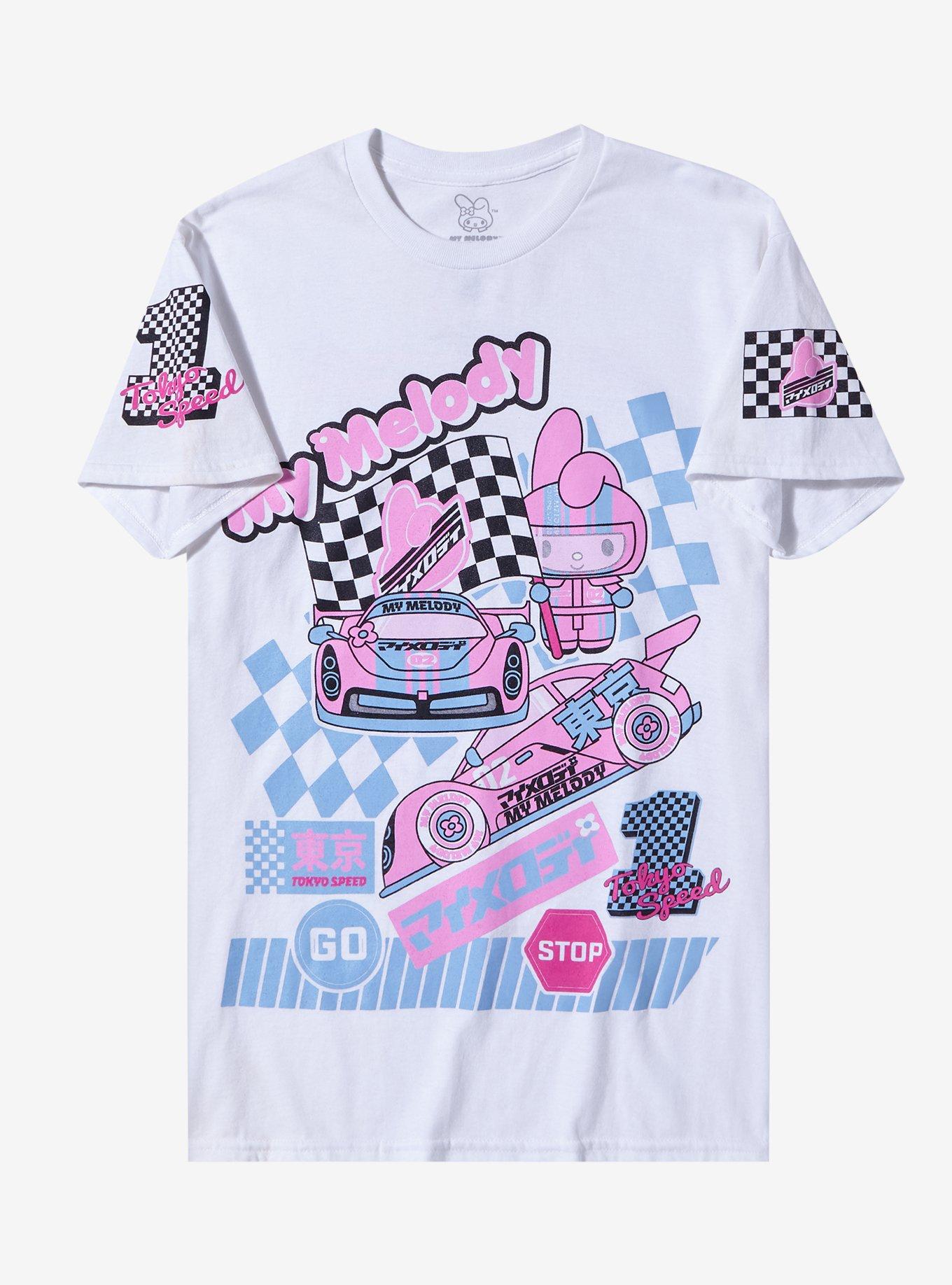My Melody Racing Collage Boyfriend Fit Girls T-Shirt, MULTI, alternate