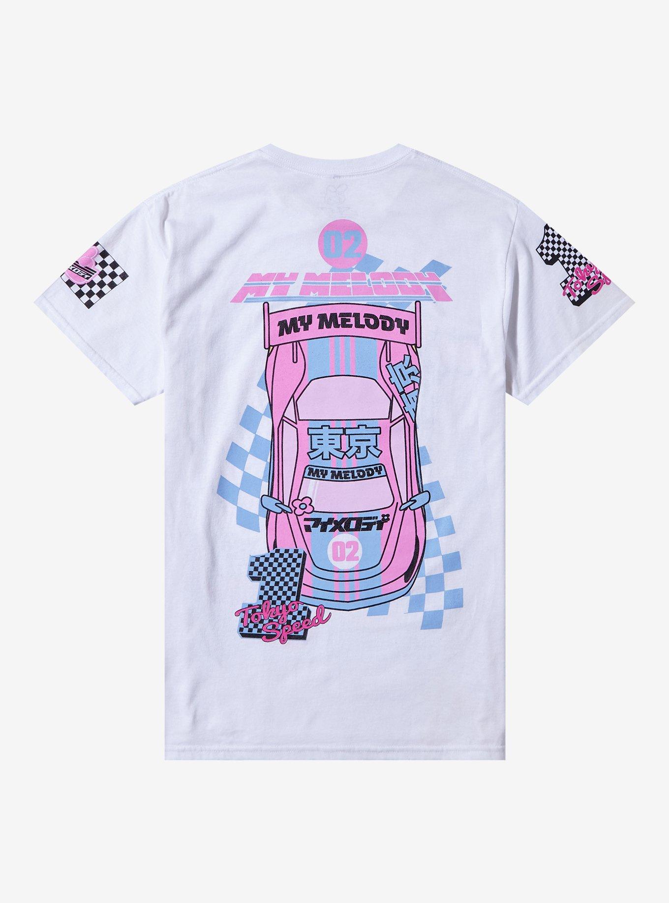 My Melody Racing Collage Boyfriend Fit Girls T-Shirt, MULTI, alternate