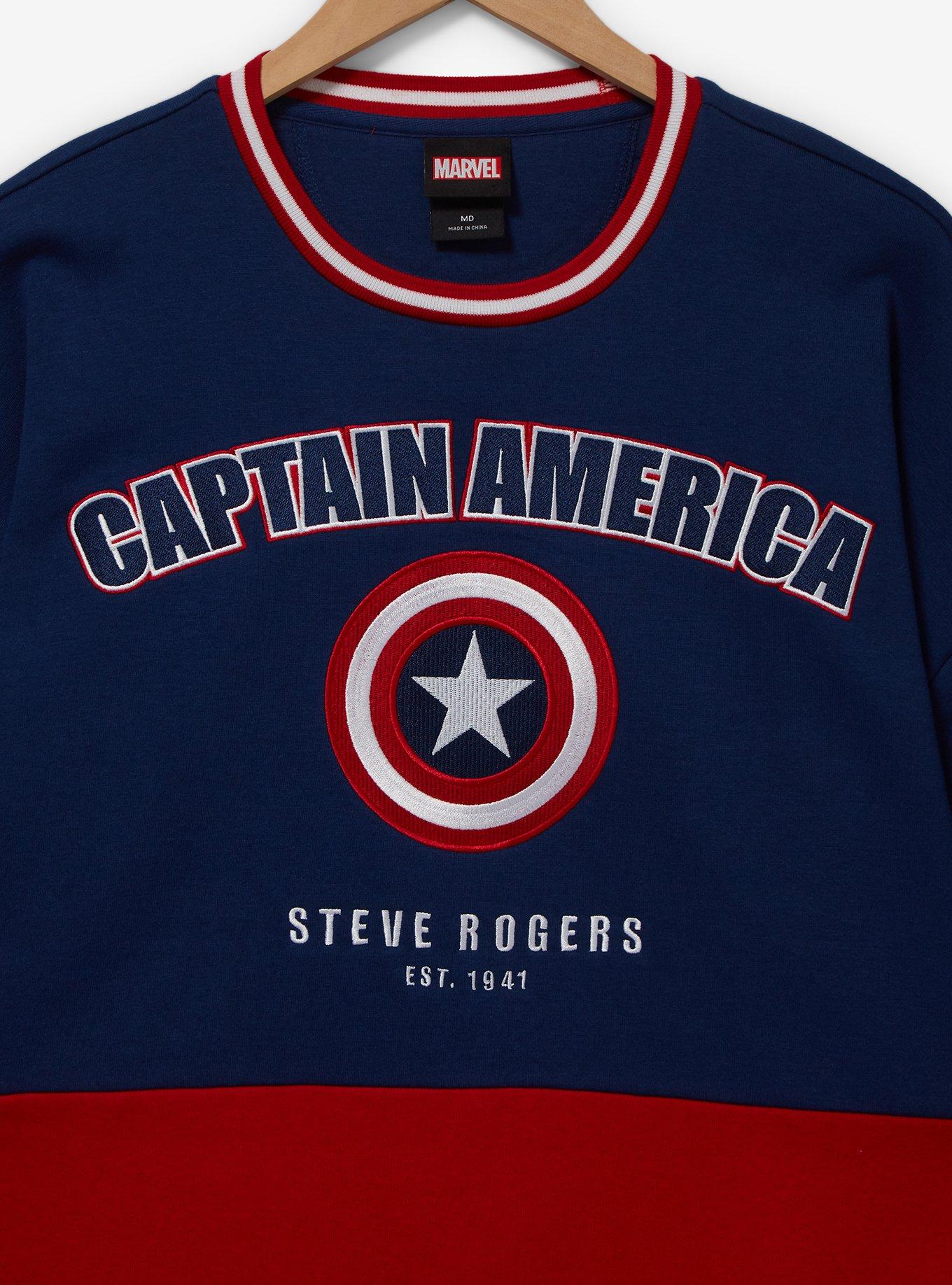Marvel Captain America Panel Crewneck - BoxLunch Exclusive, MULTI, alternate