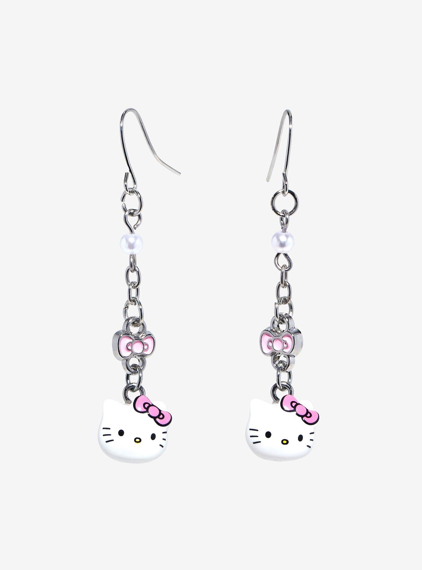 Hello Kitty Pearl & Bow Drop Earrings, , alternate