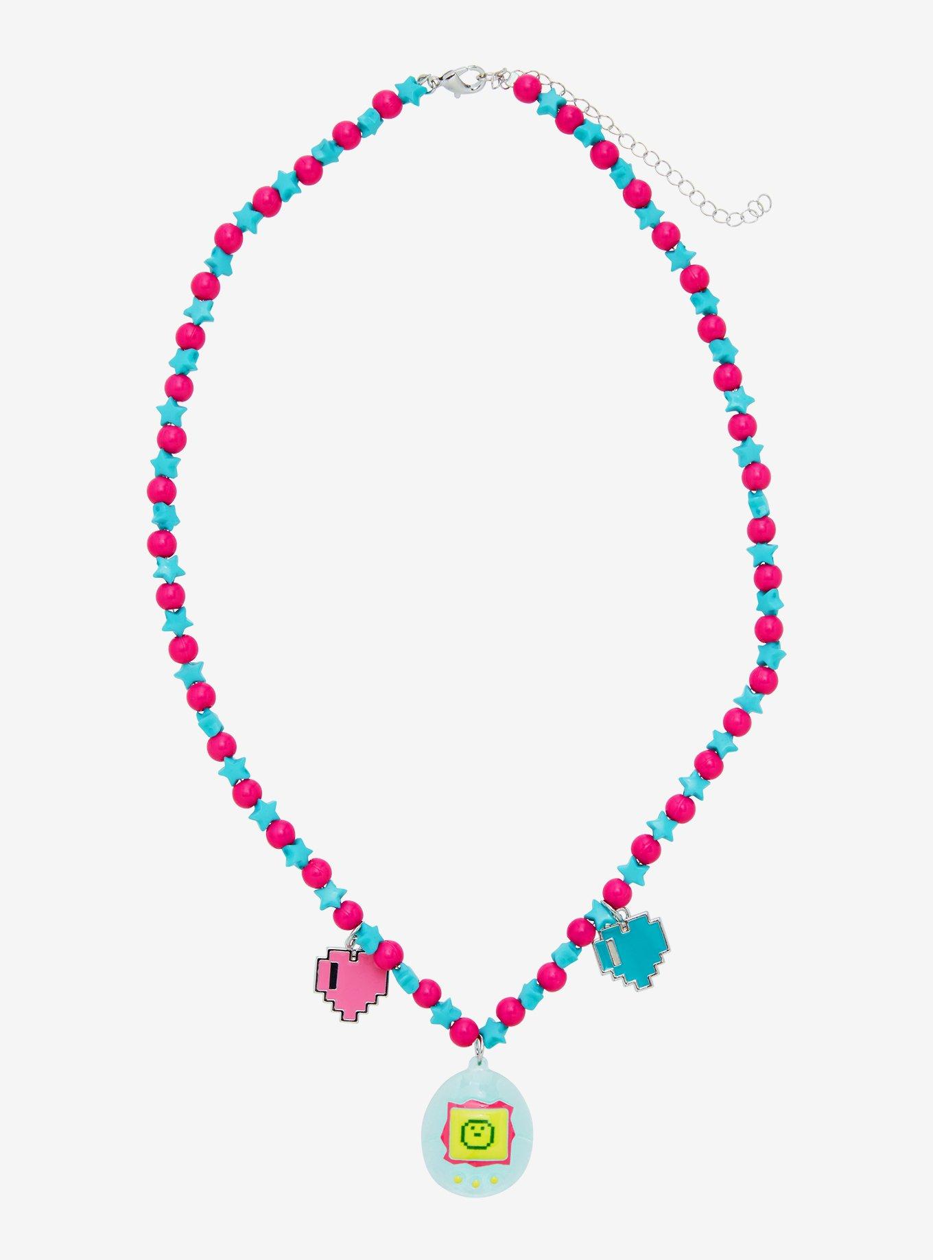 Tamagotchi Heart Beaded Necklace
