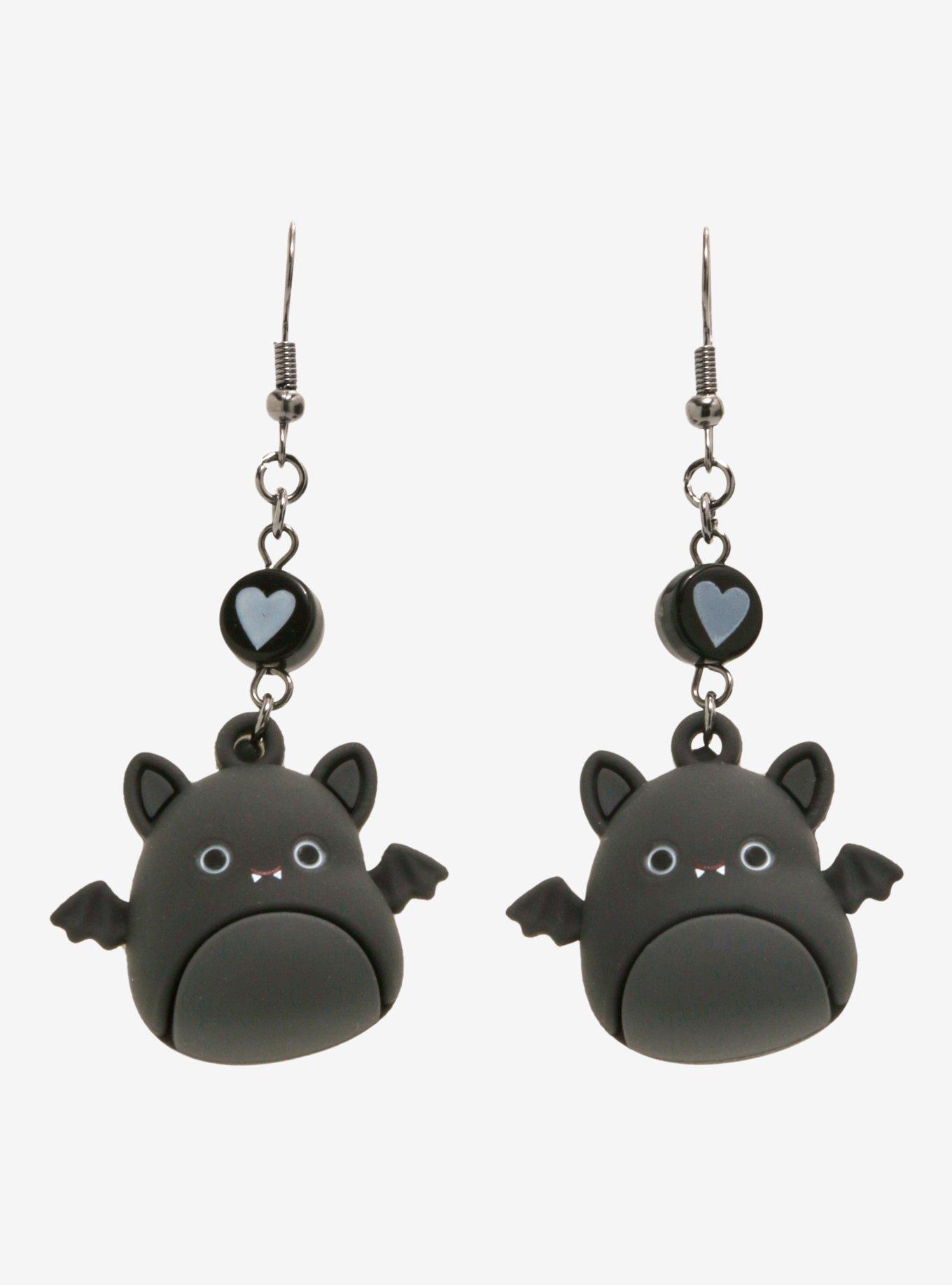 Squishmallows Emily Black Bat Earrings, , alternate