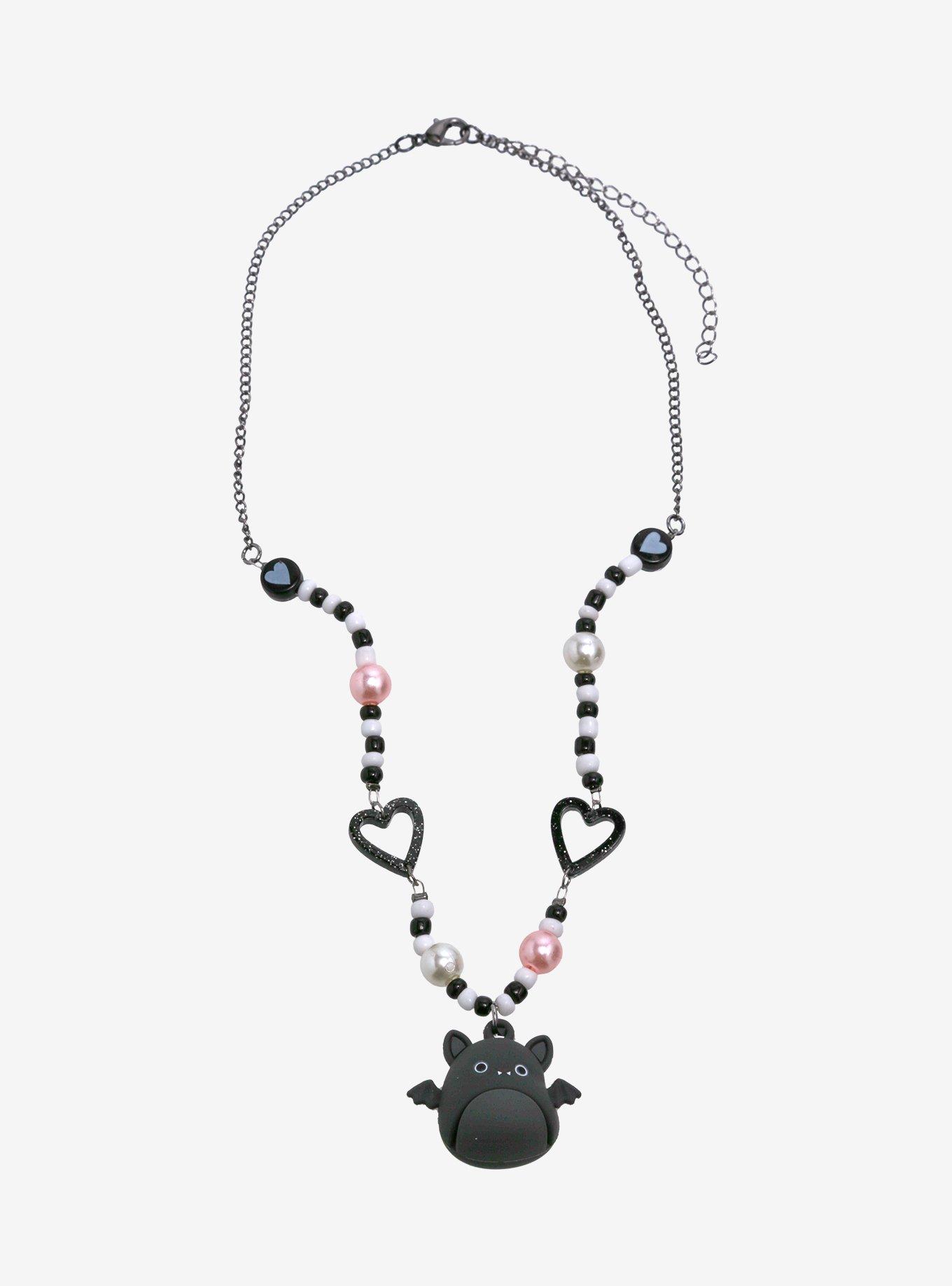 Squishmallows Emily Black Bat Beaded Necklace, , alternate