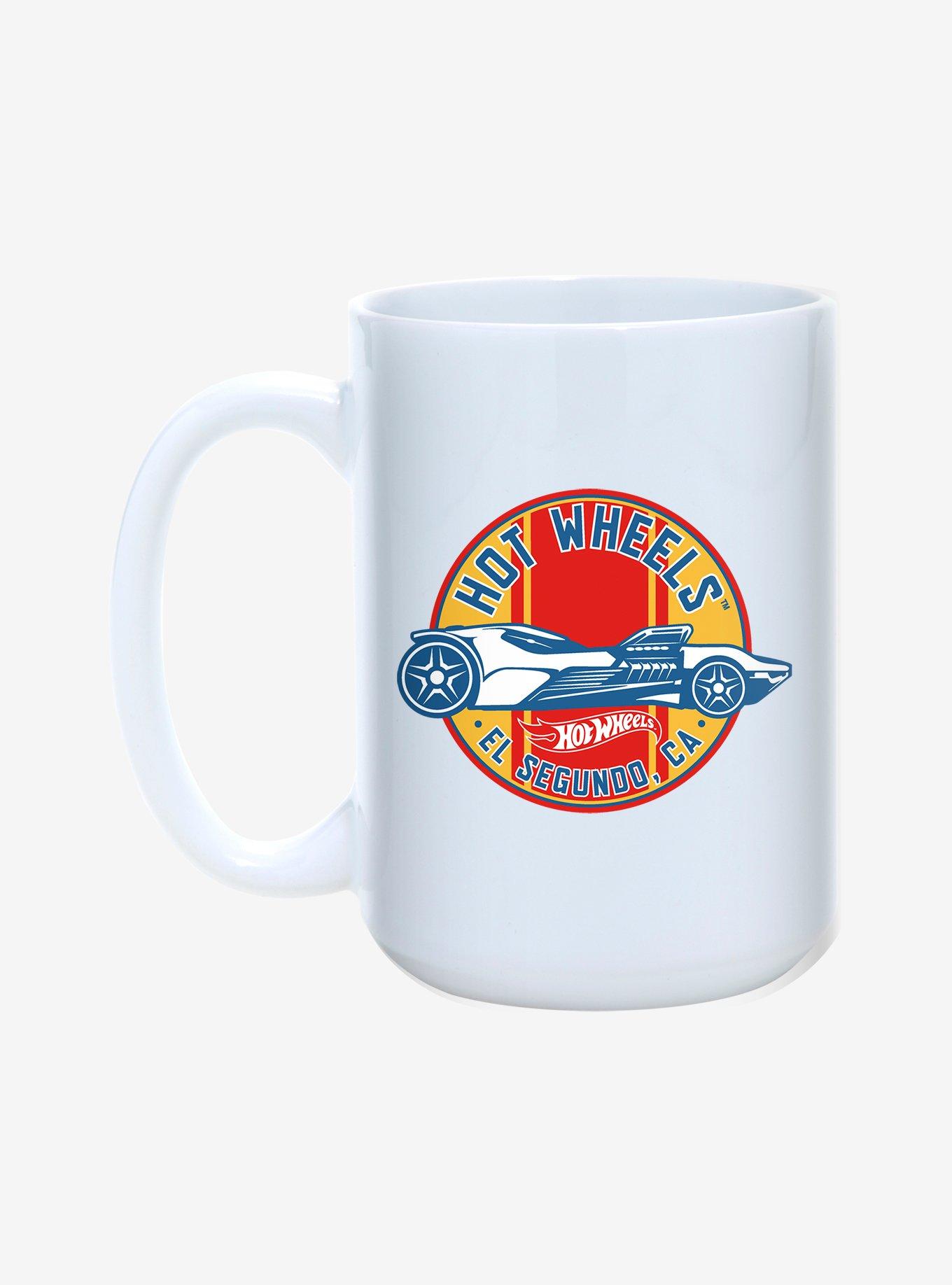 Hot Wheels Circle Striped Race Car Emblem Mug 15oz