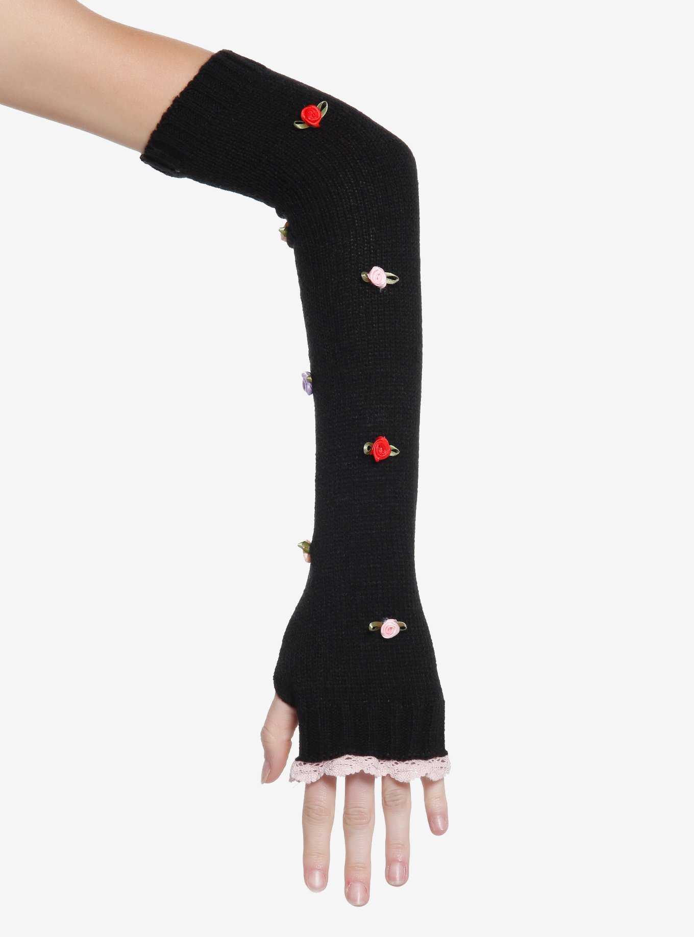 Floral Rosette Arm Warmers, , hi-res