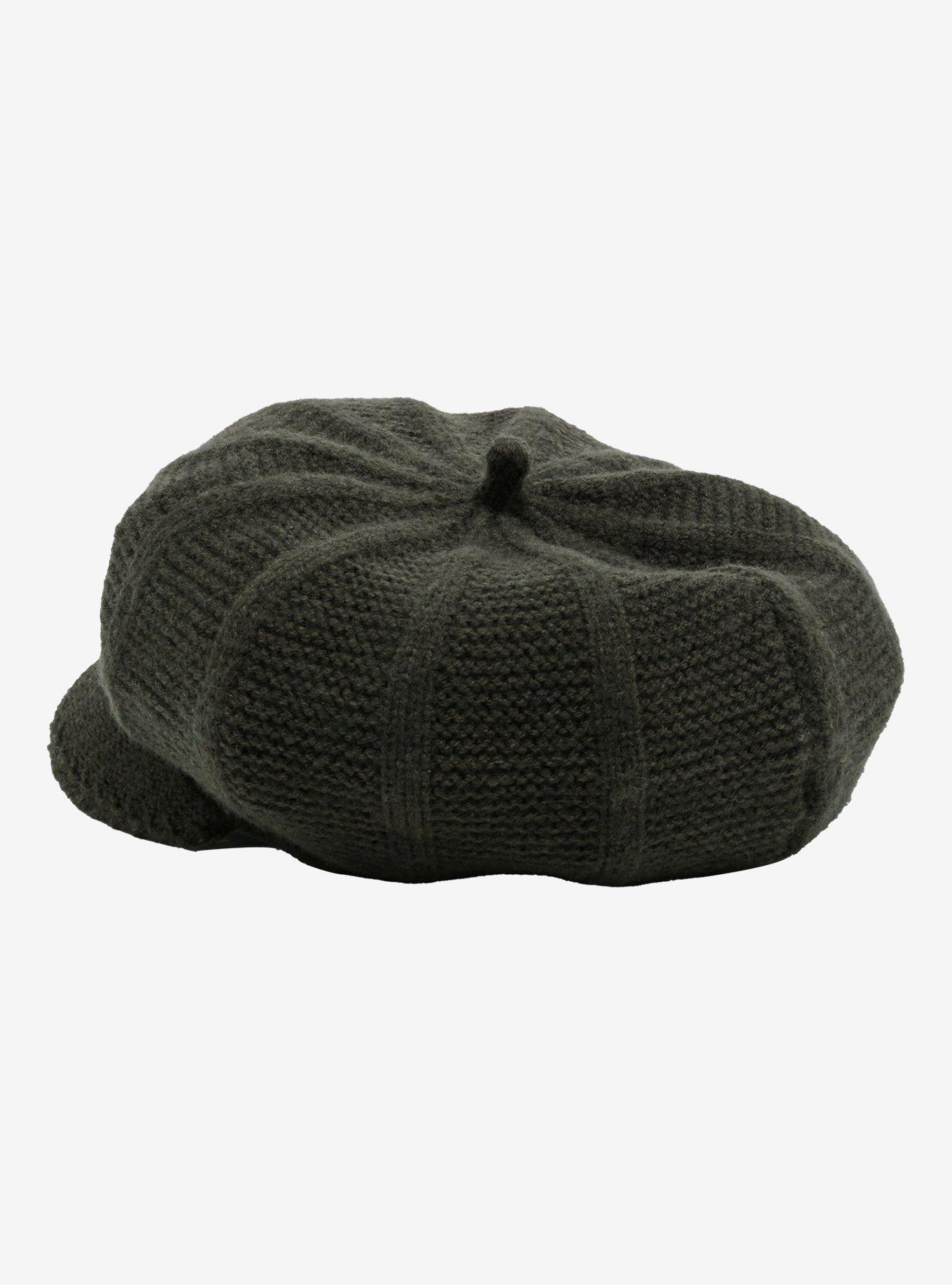 Grunge Green Knit Cabbie Hat, , alternate