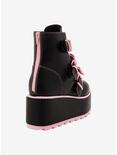 YRU Black & Pastel Pink Bow Platform Booties, MULTI, alternate