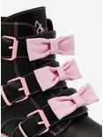 YRU Black & Pastel Pink Bow Platform Booties, MULTI, alternate