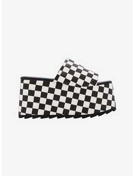 YRU Black & White Checkered Platform Sandals, , hi-res