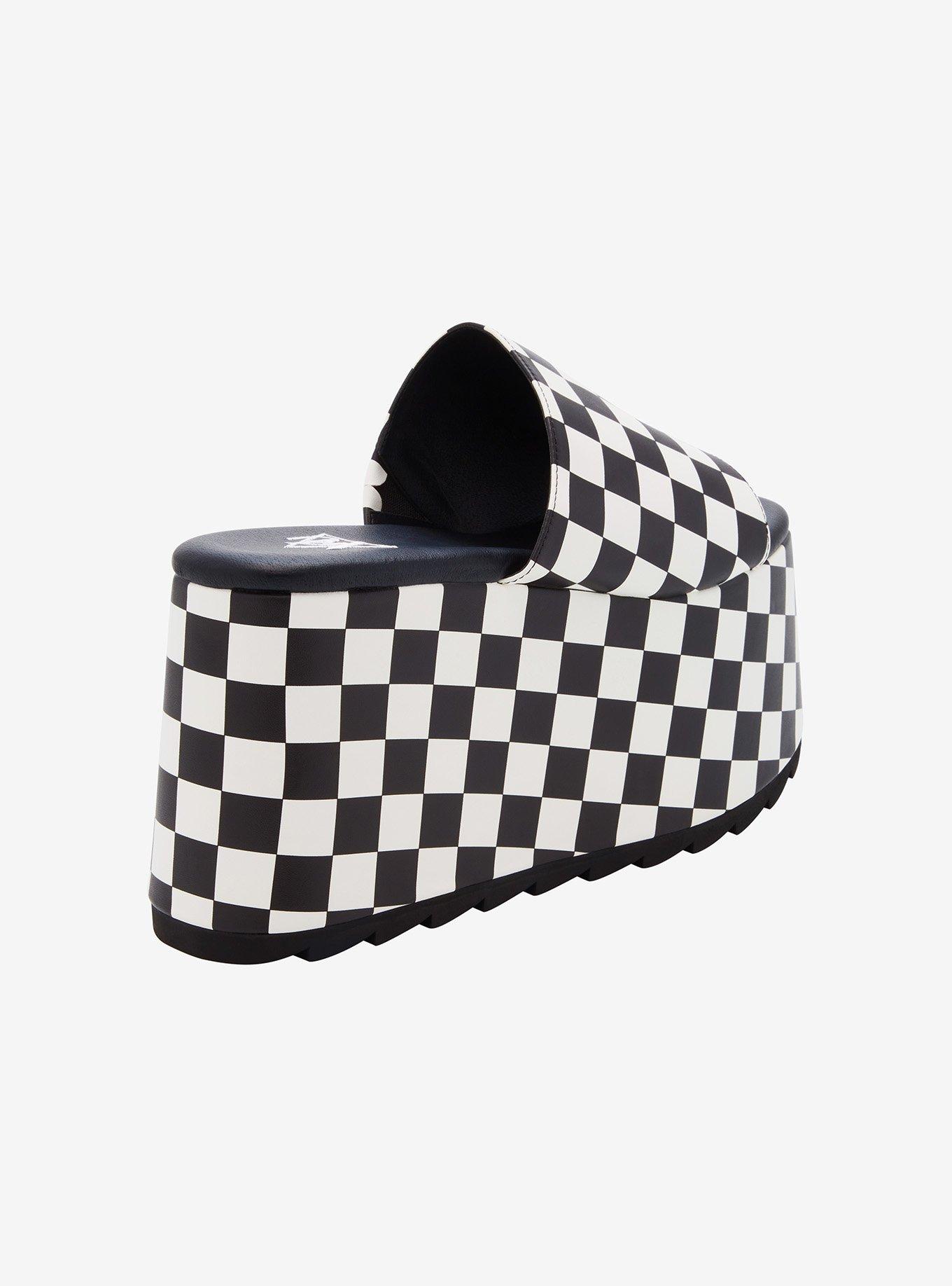 YRU Black & White Checkered Platform Sandals, MULTI, alternate