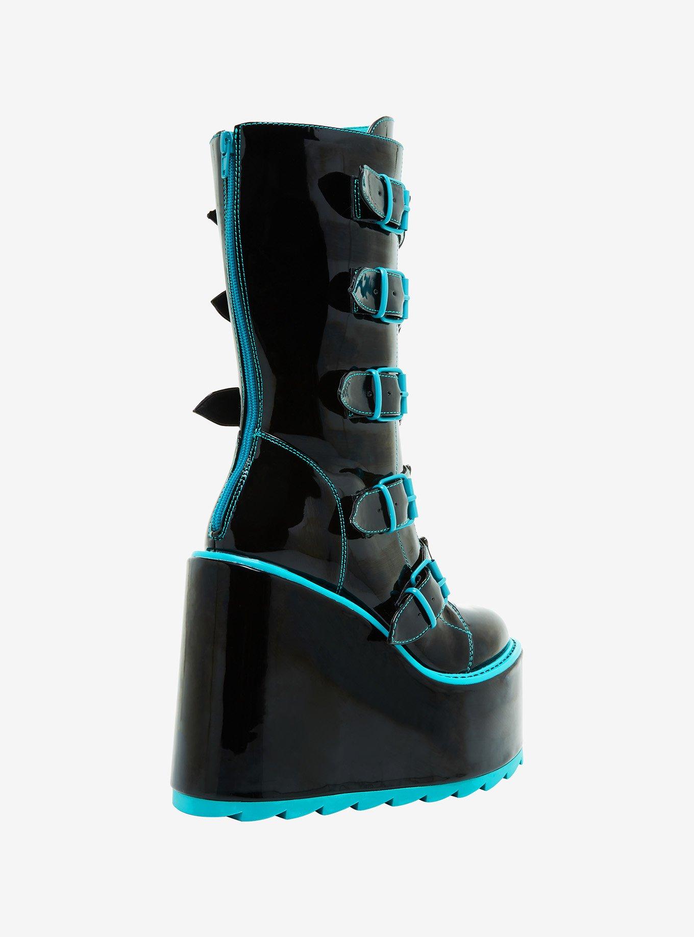 YRU Dune Blue Butterfly Platform Boots, MULTI, alternate