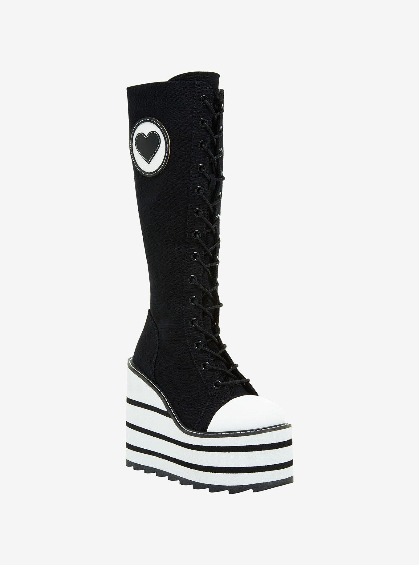 YRU Heart Stripe Knee High Platform Sneaker, , hi-res