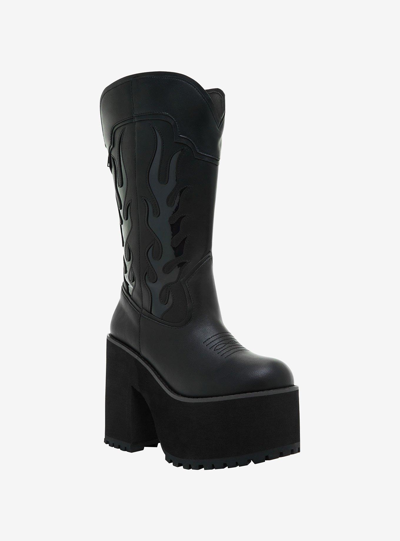 YRU Black Flame Platform Cowboy Boots, MULTI, alternate