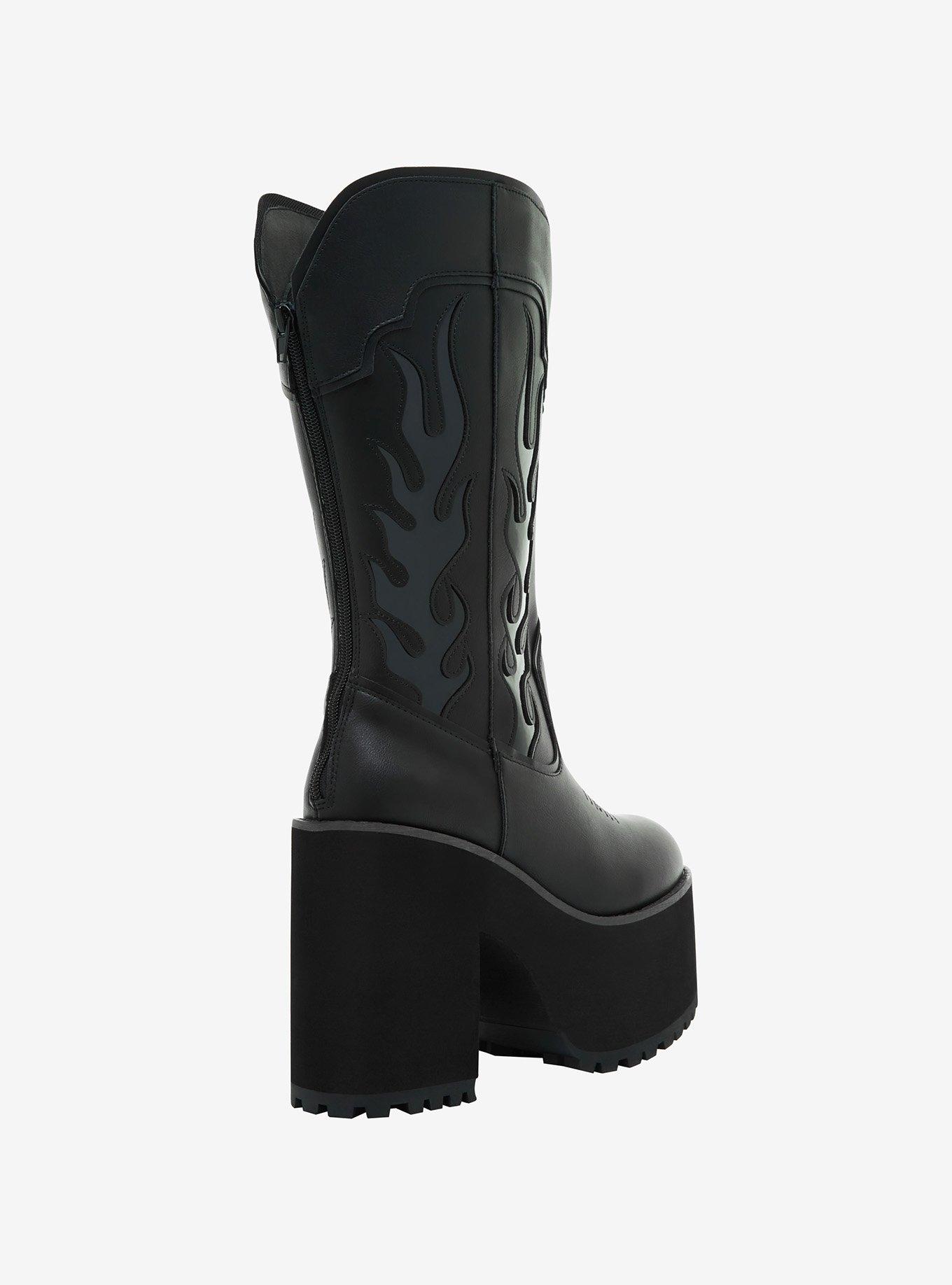 YRU Black Flame Platform Cowboy Boots, MULTI, alternate