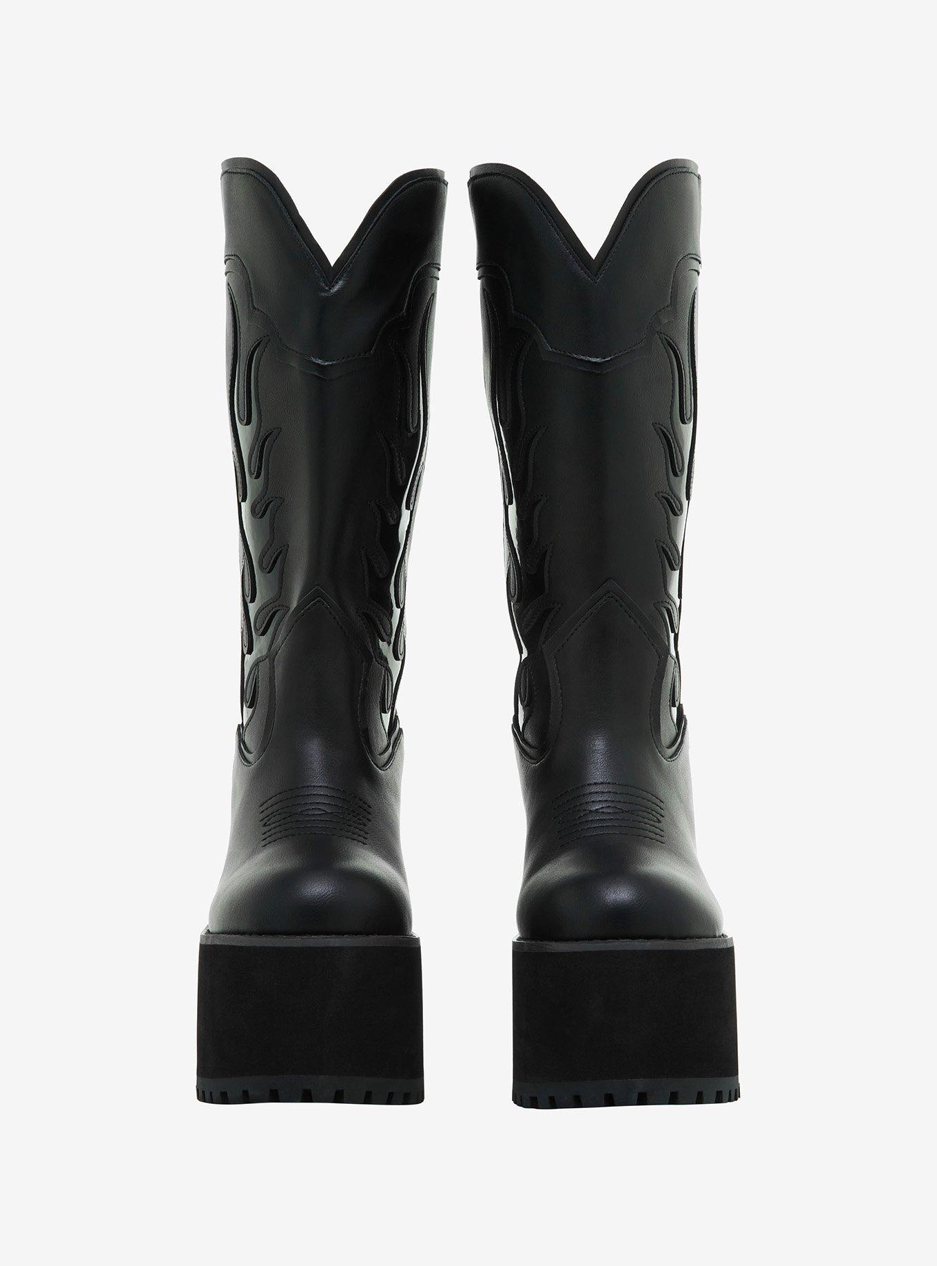 YRU Black Flame Platform Cowboy Boots, MULTI, alternate