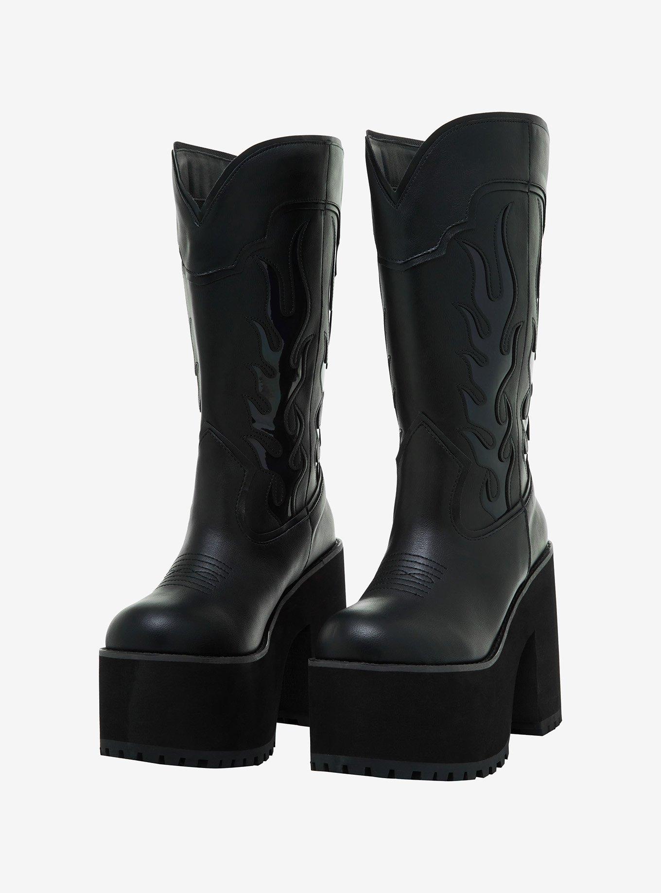 YRU Black Flame Platform Cowboy Boots, MULTI, alternate