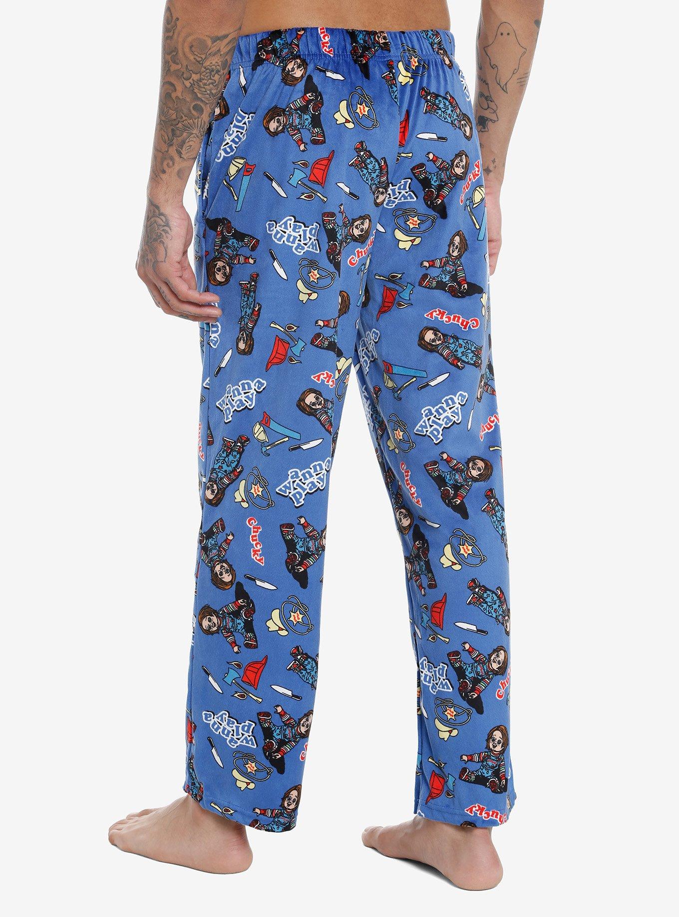 Chucky Icons Allover Print Pajama Pants, BLUE, alternate